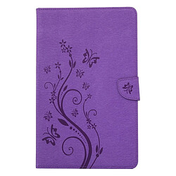 Wewoo Housse Étui Violet pour Samsung Galaxy Tab A 7.0 fleurs pressées motif papillon flip horizontal en cuir PU avec boucle magnétique & Titulaire & Slots de cartes Portefeuille