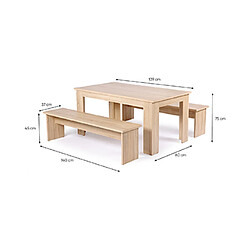 Acheter Mes Ensemble table et 2 bancs 139x80x75 cm naturel