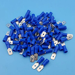 Acheter Lot 100pcs Mdd2-250 Mâle 6.3mm Raccords Rapides Fil 16-14AWG Bornes Serties