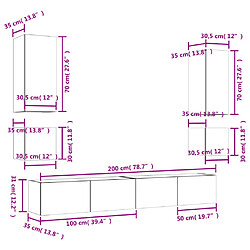vidaXL Meuble TV muraux 6 pcs avec lumières LED chêne fumé pas cher