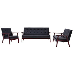 Maison Chic Ensemble de canapés 3 pcs, Canapé droit Sofa pour Salon Noir Similicuir -GKD258819