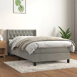 vidaXL Sommier à lattes de lit et matelas Gris clair 90x190 cm Velours