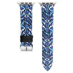 Wewoo Thorns Printing Bracelet de montre en cuir véritable pour Apple Watch séries 3 et 2 et 1 38 mm bleu pas cher