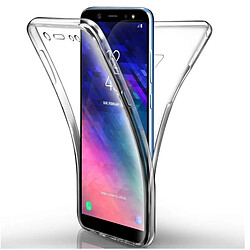 Htdmobiles Coque silicone gel fine 360 integrale pour Samsung Galaxy A6+ Plus (2018) + verre trempe - TRANSPARENT