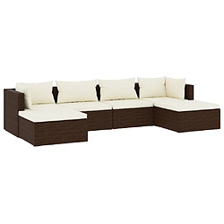 Maison Chic Salon de jardin 6 pcs + coussins - Mobilier/Meubles de jardin - Table et chaises d'extérieur Résine tressée Marron -MN40666