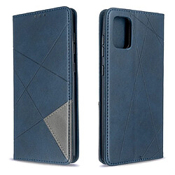 Wewoo Housse Coque Pour Galaxy A71 Rhombus Texture Étui en cuir magnétique à rabat horizontal avec support et fentes cartes bleu