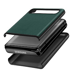 Avizar Coque Samsung Galaxy Z Flip Cuir Véritable Rigide Deux Parties Vert Foncé