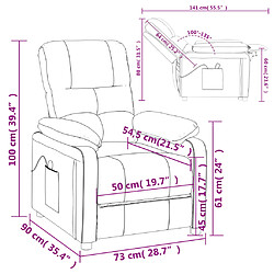 vidaXL Fauteuil inclinable électrique Gris clair Tissu pas cher