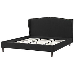 Beliani Lit double en tissu noir 180 x 200 cm COLMAR pas cher