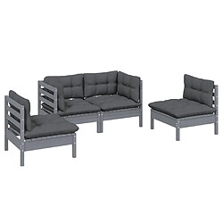 Avis Maison Chic Salon de jardin 4 pcs + coussins - Mobilier/Meubles de jardin - Table et chaises d'extérieur Bois de pin massif -MN50644