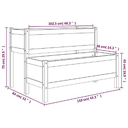 vidaXL Jardinière 110x84x75 cm Bois massif de pin pas cher