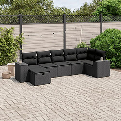 Maison Chic Ensemble Tables et chaises d'extérieur 7pcs avec coussins,Salon de jardin noir résine tressée -GKD427660