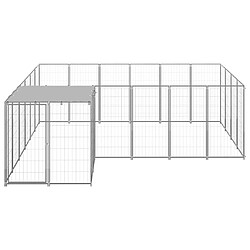 Helloshop26 Chenil extérieur cage enclos parc animaux chien argenté 8,47 m² acier 02_0000304