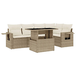 vidaXL Salon de jardin avec coussins 6 pcs beige résine tressée