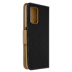 Avizar Housse pour Redmi 10 et 10 2022 effet Cuir Saffiano Portefeuille Noir et Or