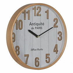 BigBuy Home Horloge Murale Blanc Naturel Bois Verre 32 x 32 x 4,5 cm