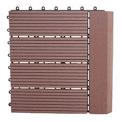 Avis Decoshop26 11x dalles carrelage WPC finition aspect bois balcon/terrasse 30 x 30 cm = 1 m² couleur café linéaire horizontal 04_0006195