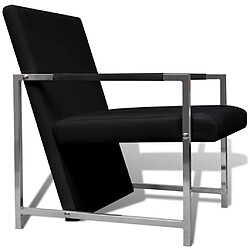 Helloshop26 Fauteuil chaise siège lounge design club sofa salon avec pieds chromés synthétique noir 1102046/3