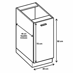 Cuisineandcie - Meuble bas de cuisine Eco Chene Naturel 1 porte L 30 cm