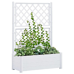 vidaXL Jardinière avec treillis 100x43x142 cm PP Blanc