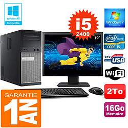 PC Tour DELL 7010 Core I5-2400 Ram 16Go Disque 2 To Wifi W7 Ecran 19" - Occasion