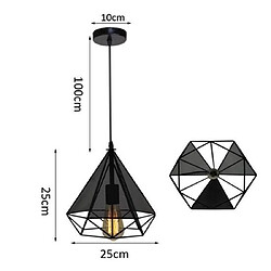 Acheter STOEX Suspension Industriel forme Diamant Métal Lustre abat-jour luminaire E27 Noir