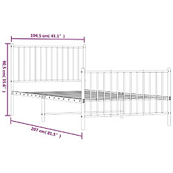 vidaXL Cadre de lit métal sans matelas et pied de lit noir 100x200 cm pas cher