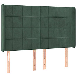 vidaXL Tête de lit avec oreilles Vert foncé 147x16x118/128 cm Velours