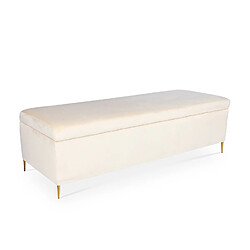 Banquette Coffre Iris velours Beige pieds or