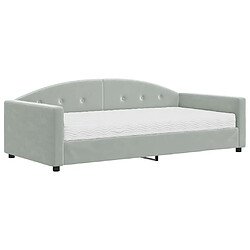 Maison Chic Lit de jour avec matelas, Lit de repos Lit d'invité pour Salon Chambre,Canapé-lit gris clair 100x200 cm velours -MN22343