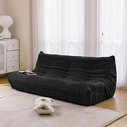 SoftEva Togo canapé trois places noir sans assemblage, mousse double confort, soutien ergonomique du corps entier