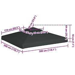 vidaXL Recouvrement de remplacement d'auvent 310 g/m² 3x3 m Gris foncé pas cher