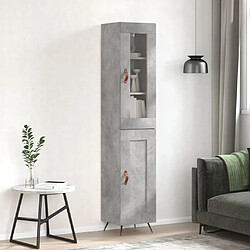 vidaXL Buffet haut Gris béton 34,5x34x180 cm Bois d'ingénierie