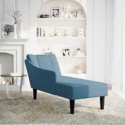 vidaXL Fauteuil long avec accoudoir droit bleu velours