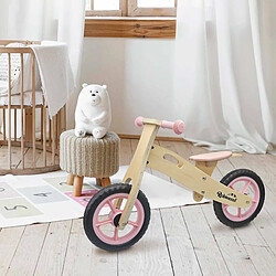 Vélo Sans Pédales Montessori Robincool Little Pilot 85x37x52 cm Draisienne en Bois Éco Réglable 3 Hauteurs Couleur Rose