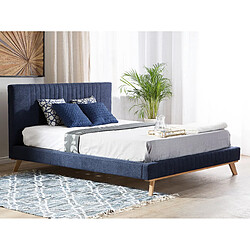 Beliani Lit double en tissu bleu foncé 160x200 cm TALENCE