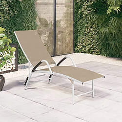 Maison Chic Chaise longue Jardin| Bain de soleil Relax | Transat Textilène et aluminium Crème -GKD99001