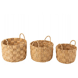 Dansmamaison Set De 3 Panier Rond Jacynthe D'Eau Naturel