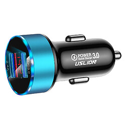 Adaptateur De Chargeur De Voiture 3A Mini Dual USB Phone Charge Rapide Bleu