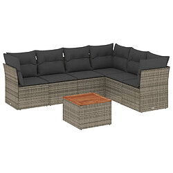 vidaXL Salon de jardin avec coussins 7 pcs gris résine tressée