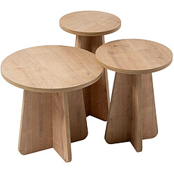 Hanah Home Ensemble de 3 tables gigognes en aggloméré Lume beige.