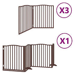 vidaXL Barrière pour chien porte pliable 10 panneaux bois de peuplier