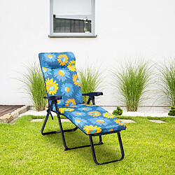 Bain de Soleil Fauteuil de Jardin avec Repose-Pieds Solenny 6 Positions Rembourrage 5 cm 132x62x114 cm