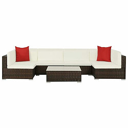 Maison Chic Salon de jardin 7 pcs + coussins - Mobilier/Meubles de jardin - Table et chaises d'extérieur Résine tressée Marron -MN68435