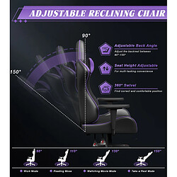 Acheter Chaise Gaming - Chaise de jeu Rattantree, chaise de bureau, chaise d'ordinateur, chaise pivotante pour PC robuste, conception ergonomique avec coussin et dossier inclinable, violet