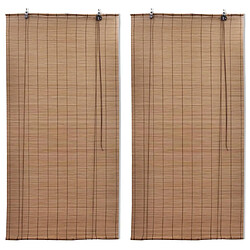 vidaXL Stores roulants en bambou 2 pcs Marron 120x220 cm