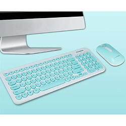 YP Select Ensemble clavier et souris sans fil rétro silencieux 2.4G - bleu