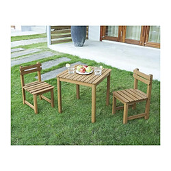 Ensemble repas de jardin pour enfant - table carree 65x65cm et 2 chaises - En bois - Pour enfant