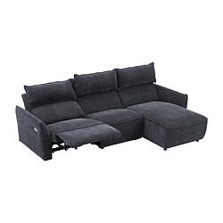 Vente-Unique Canapé d'angle droit relax électrique en tissu texturé anthracite LOANO pas cher