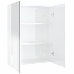 vidaXL Armoire à miroir de salle de bain 60x15x75cm MDF Blanc brillant